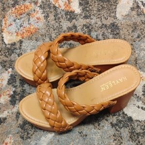 KAYLEEN By Los Angeles Tan Braided Platform Sandals
